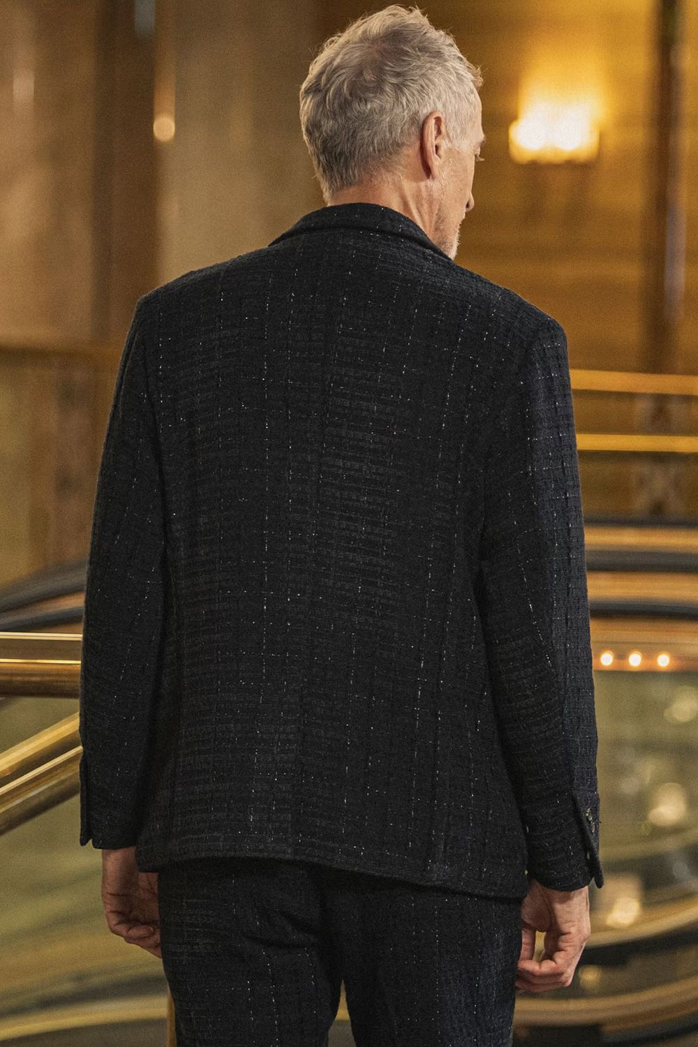【26AW】【セットアップ】 LAME SQUARE JACQUARD JACKET & SLACKS / ファンシーツイード テーラードシングルジャケット&イージースラックス (ブラック)