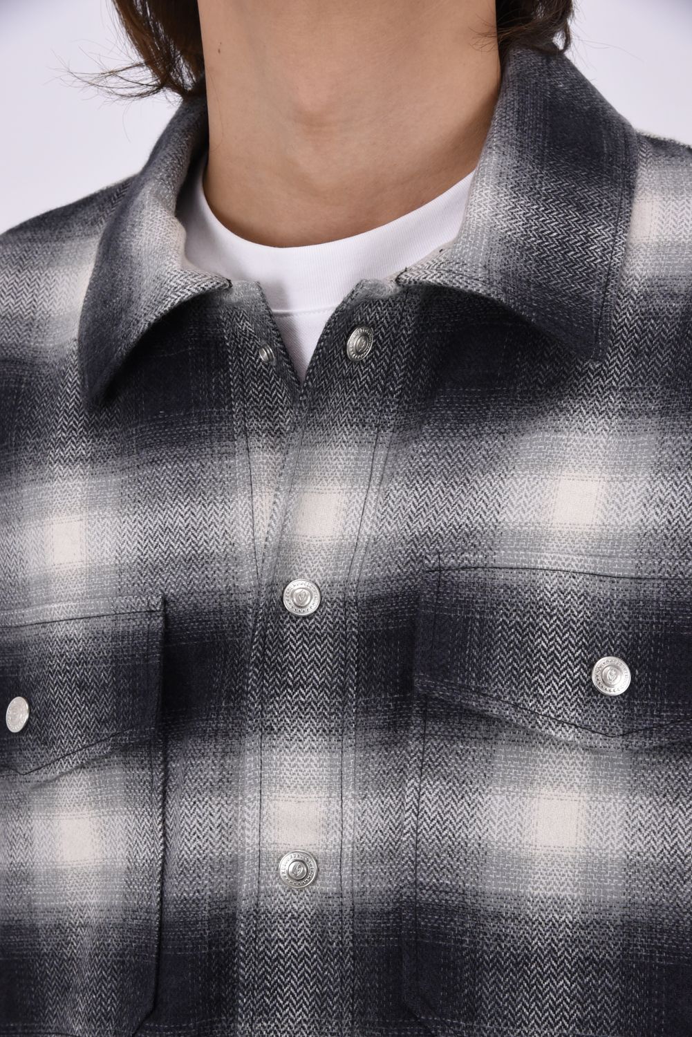 flannel check JK  / オンブレチェック ネルシャツジャケット (ブラック)