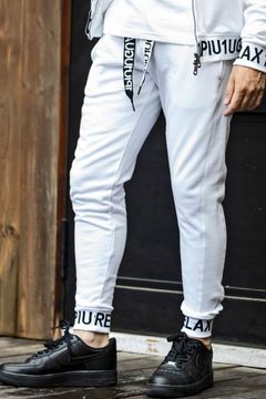 HEM LOGO LONG PANTS / ワイドスピンドル ロゴ スウェットパンツ (ホワイト)