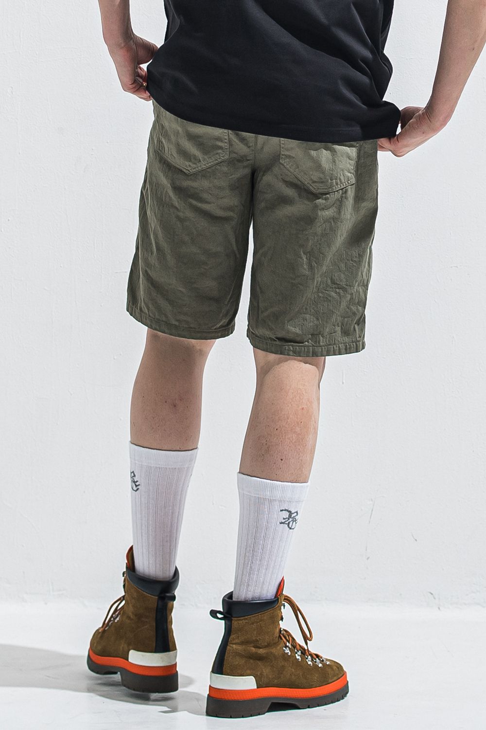 DOUBLE KNEE SHORTS / ダンガリー生地 ダブルニーハーフパンツ (カーキ) (6月上旬入荷予定) ※オーダー締切:2月15日(日)18時