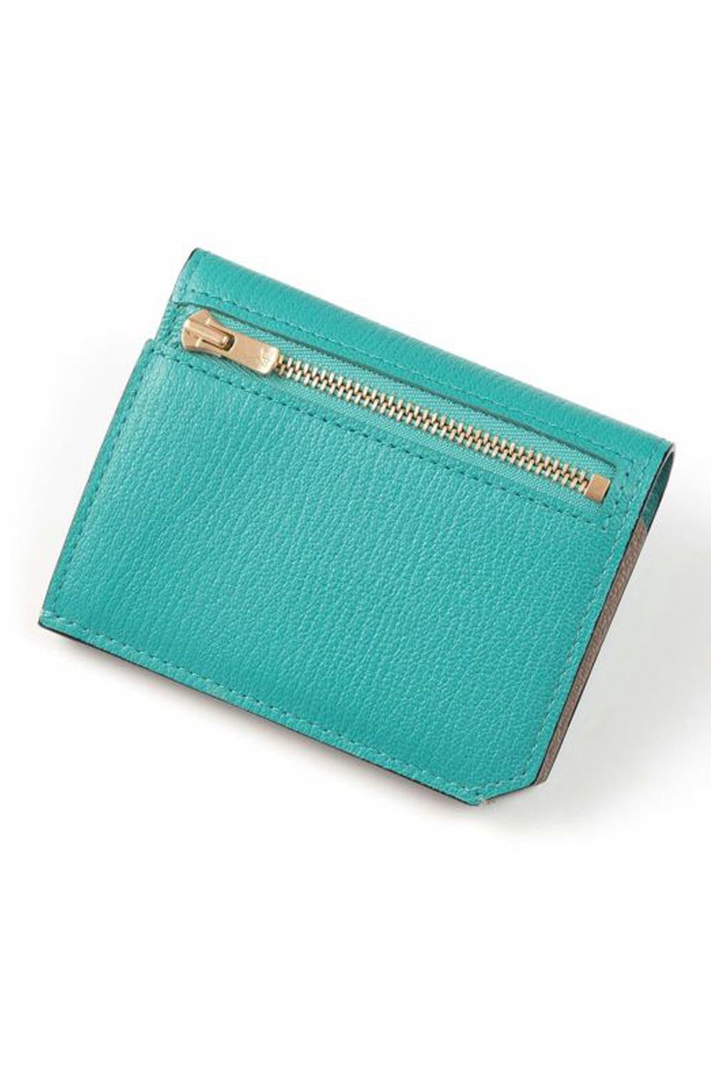 【残り1点】 CARD WALLET / LA501GT ゴートレザー 二つ折りスマートカードウォレット アクアティック / ベージュ
