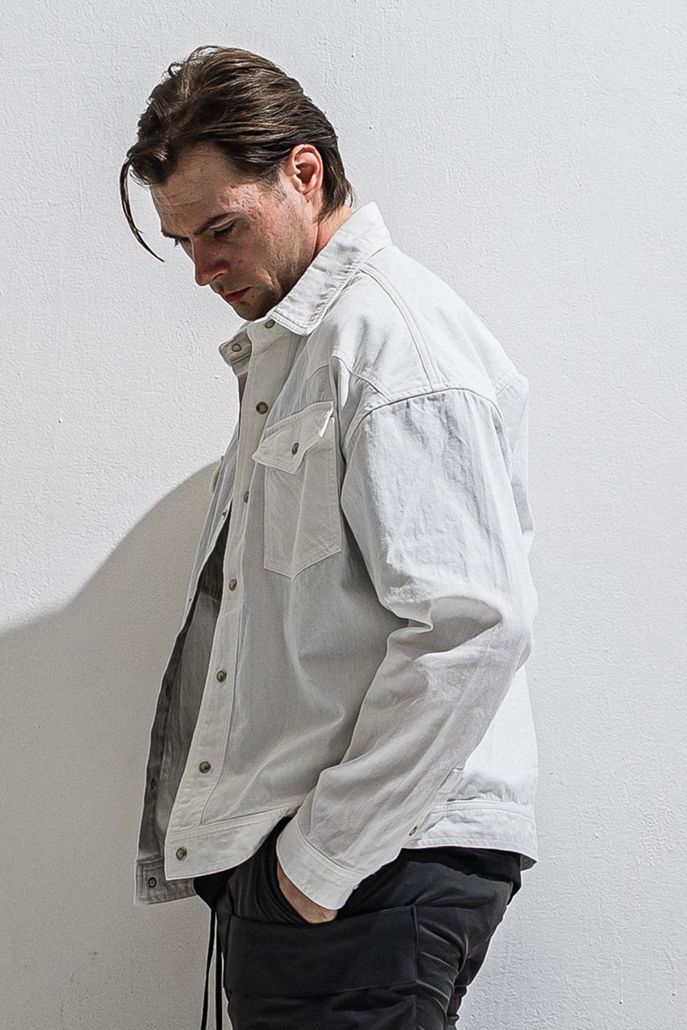 WESTAN JK / ヴィンテージダンガリー生地 ウエスタンシャツジャケット (ホワイト) (3月中旬入荷予定) ※オーダー締切12/13(土)17:00