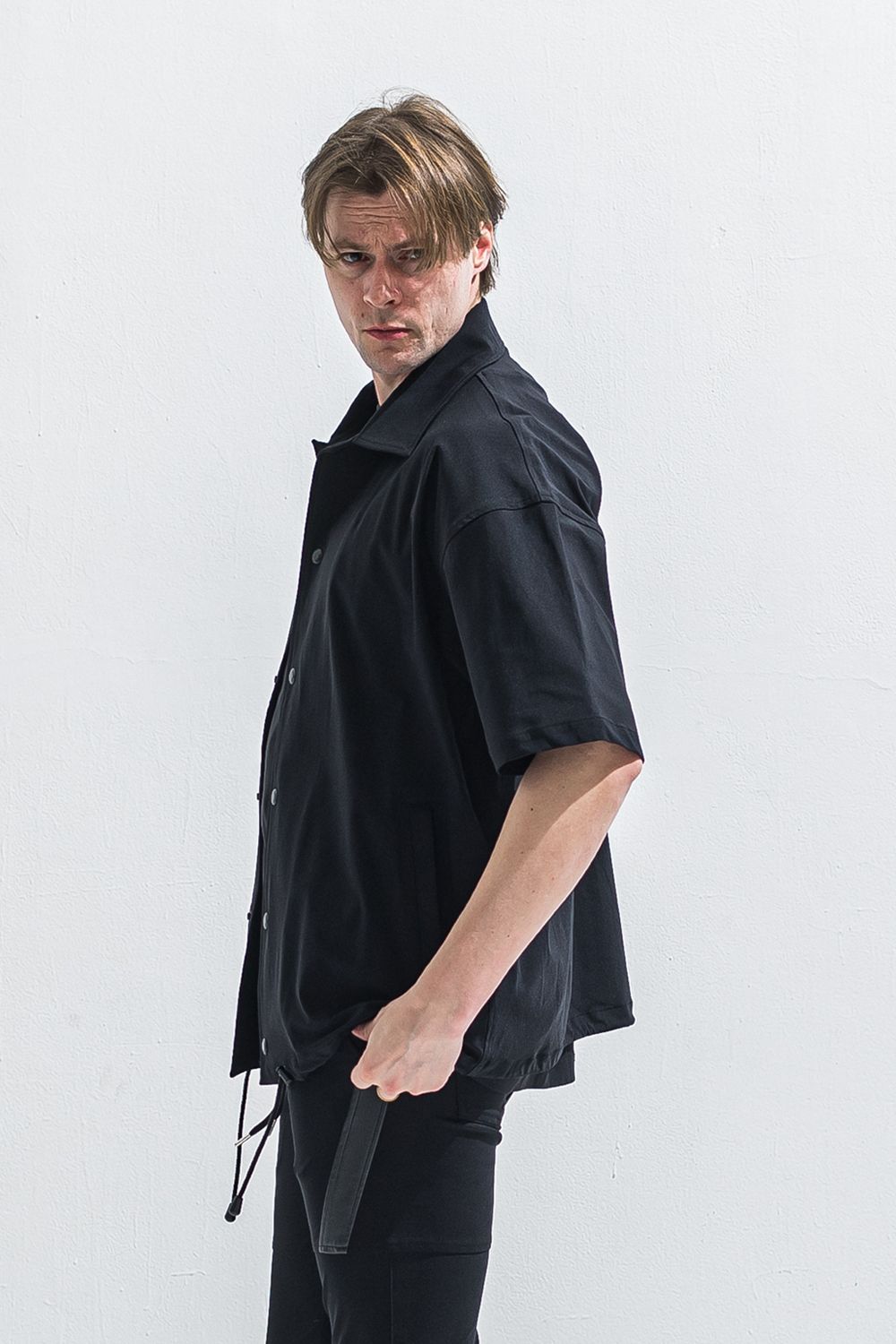 NYLON HALF COACH JACKET / ナイロン ハーフコーチジャケット （ブラック） (5月中旬頃入荷予定) ※オーダー締切2月15日(日)18時