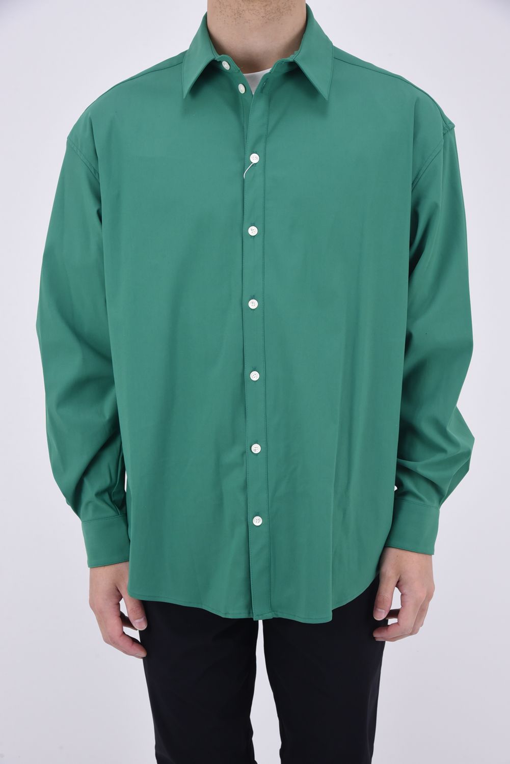 NYLON JACK SHIRTS / 【定番】 Aラインシルエット ナイロンシャツ グリーン