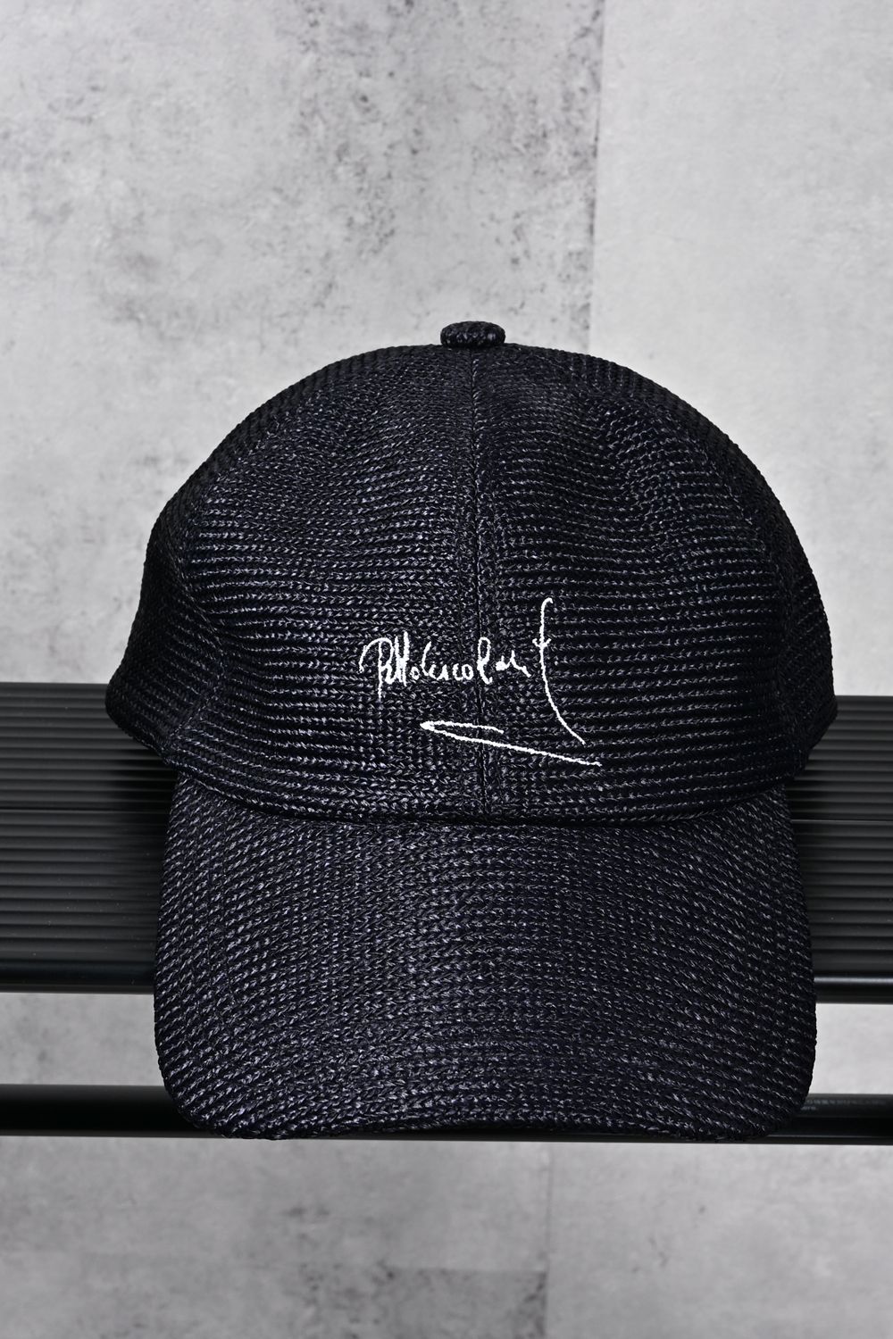 SIGN STRAW MESH CAP / サイン刺繍 ストローメッシュキャップ (ブラック) (3月上旬入荷予定) ※オーダー締切12/13(土)17:00