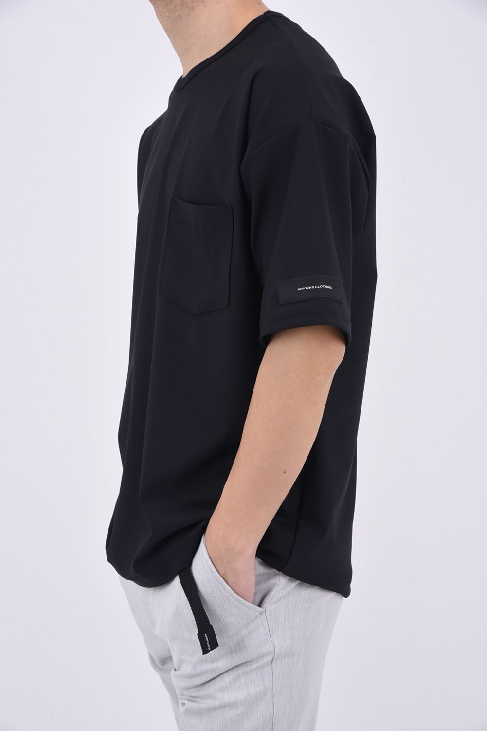 TRICOT POCKET TEE / 高機能 オーバーサイズ ポケットTシャツ ブラック