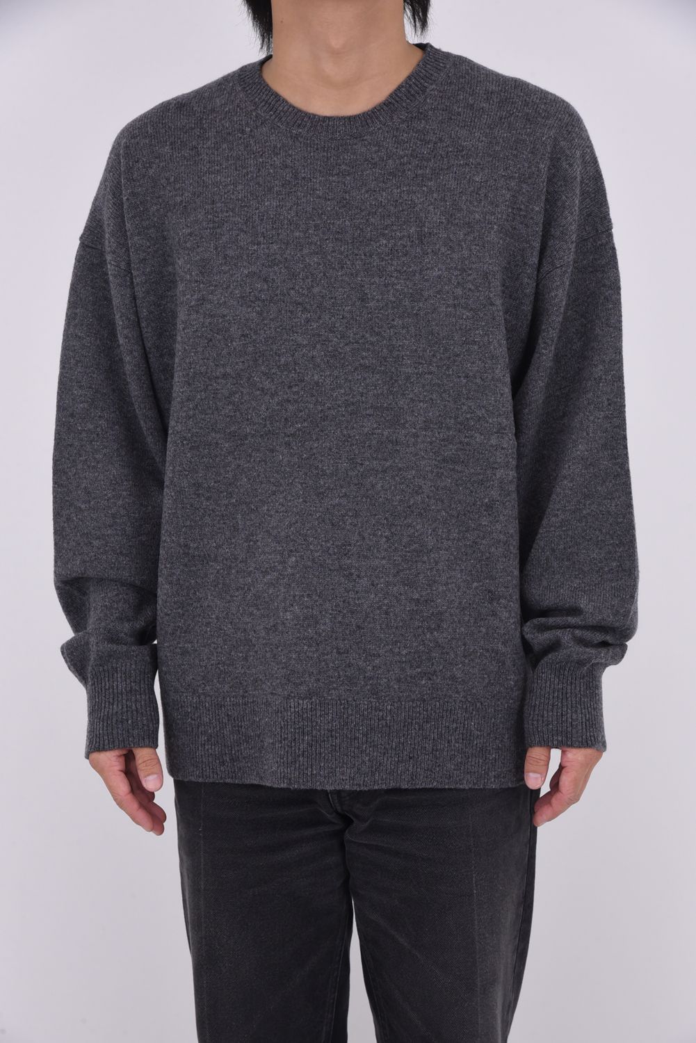 CREW NECK KNIT / ウール クルーネック ニット (グレー)