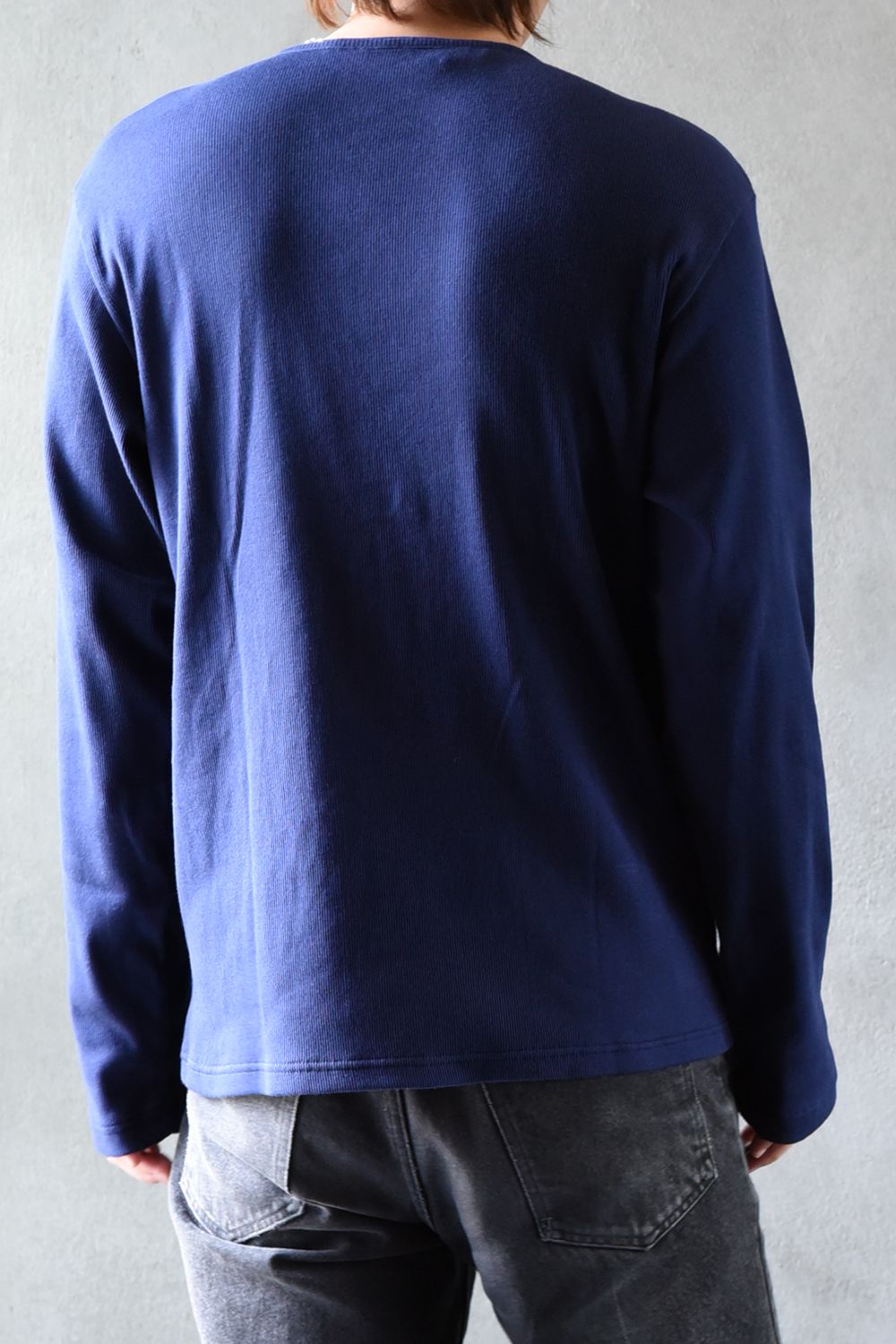 RIB HENRY LONGSLEAVE / ヘンリーネック リブニットロングスリーブTシャツ (ネイビー)