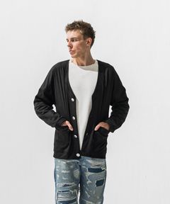 suede cardigan / エコスエード オーバーサイズ スウェードカーディガン (ブラック) (1月上旬入荷予定) ※オーダー締切:9月7日(月)17時
