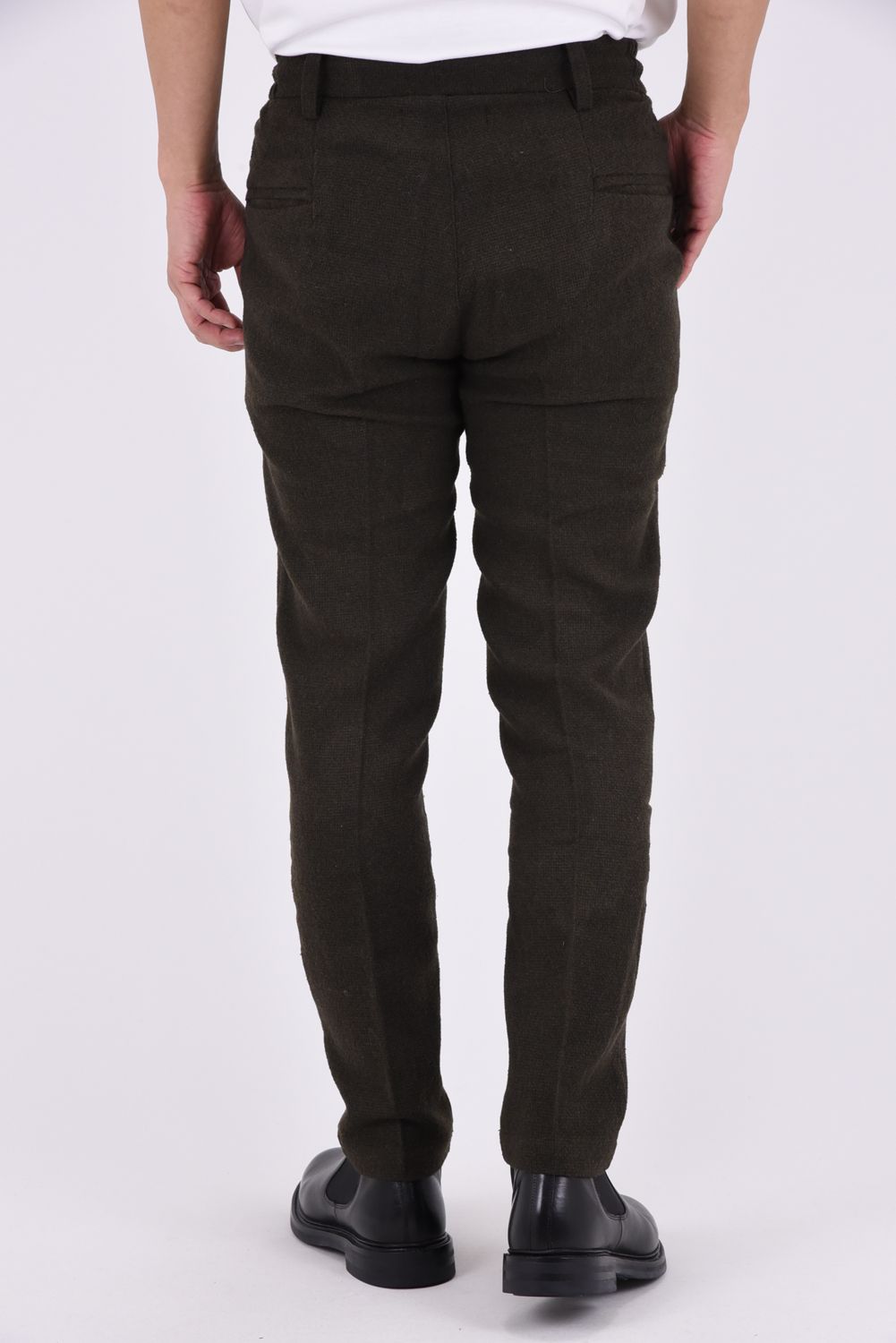 【26AW】【セットアップ】 WOOL-BLEND CAMO-EMBOSSED JACKET & SLACKS / ウール混 エンボスカモフラージュ テーラードシングルジャケット&イージースラックス (カーキ)