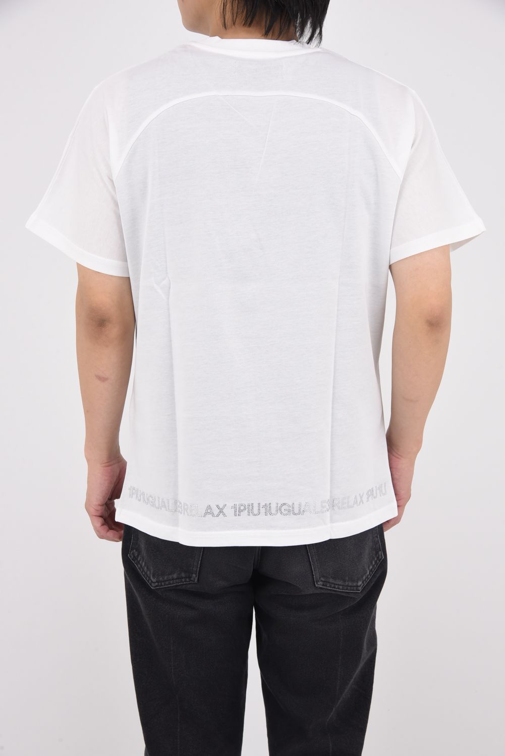 【25AW】 RHINESTONE HEM T-SHIRT / ラインストーン ヘムシルケット Tシャツ (ホワイト)