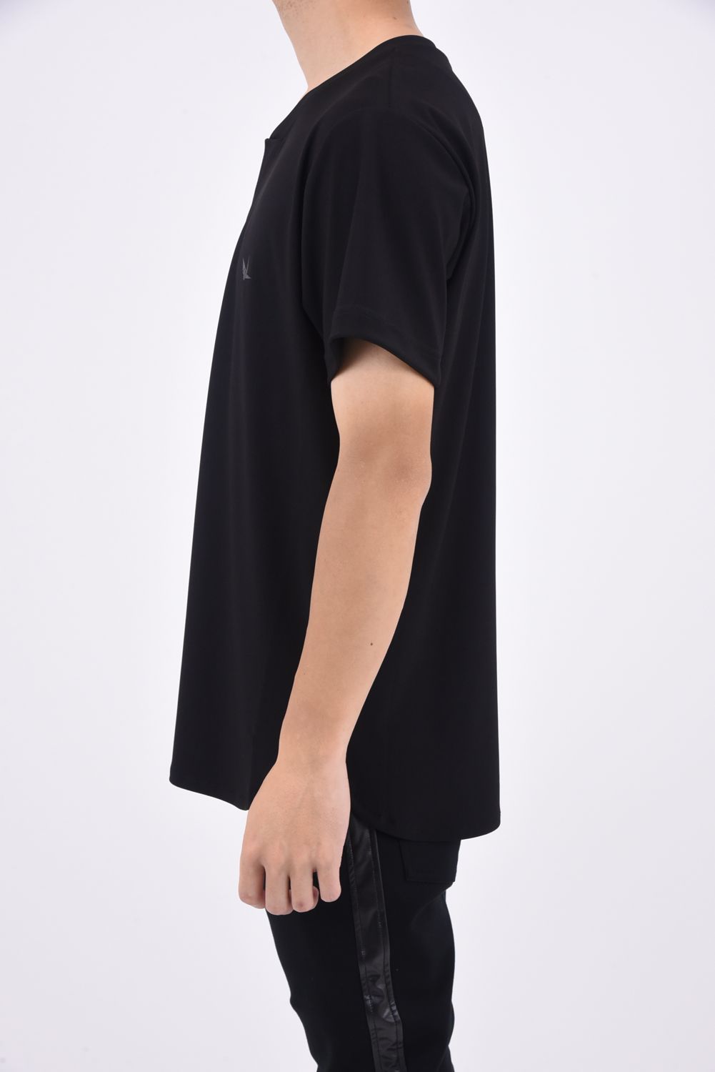 ROUND BIG HENLEY T / ラウンドカット ヘンリーネックTシャツ ブラック