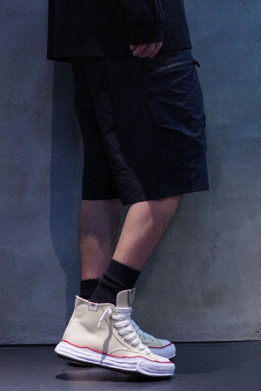 【BLK】 POLYESTER TAFFETA EASY SHORT PANTS / ガゼット付きポケット イージー ショートパンツ ブラック