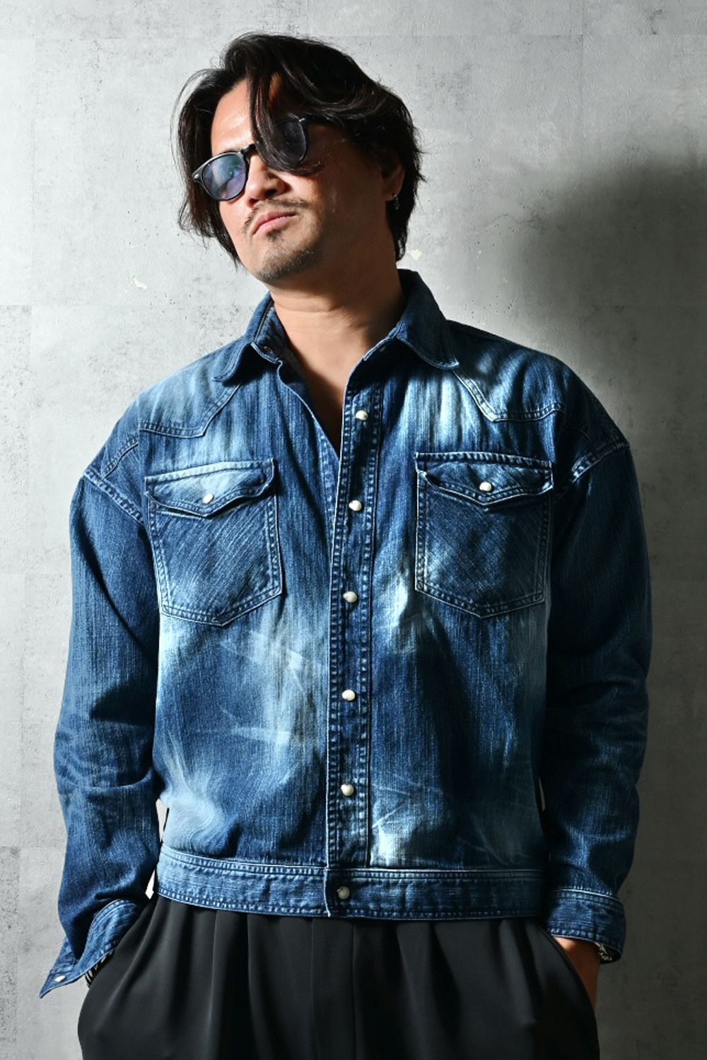 WESTAN JK / ヴィンテージダンガリー生地 ウエスタンシャツジャケット (ダークインディゴ) (3月中旬入荷予定) ※オーダー締切12/13(土)17:00