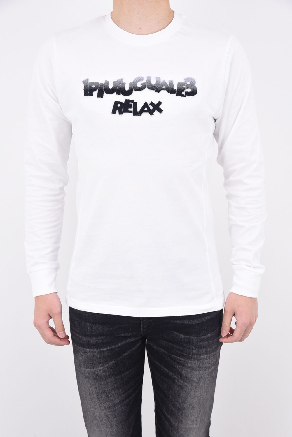 GRADATION TOOTHBRUSH EMBROIDERY LONG T-SHIRTS / グラデーション 3Dロゴ ロングスリーブTシャツ ホワイト