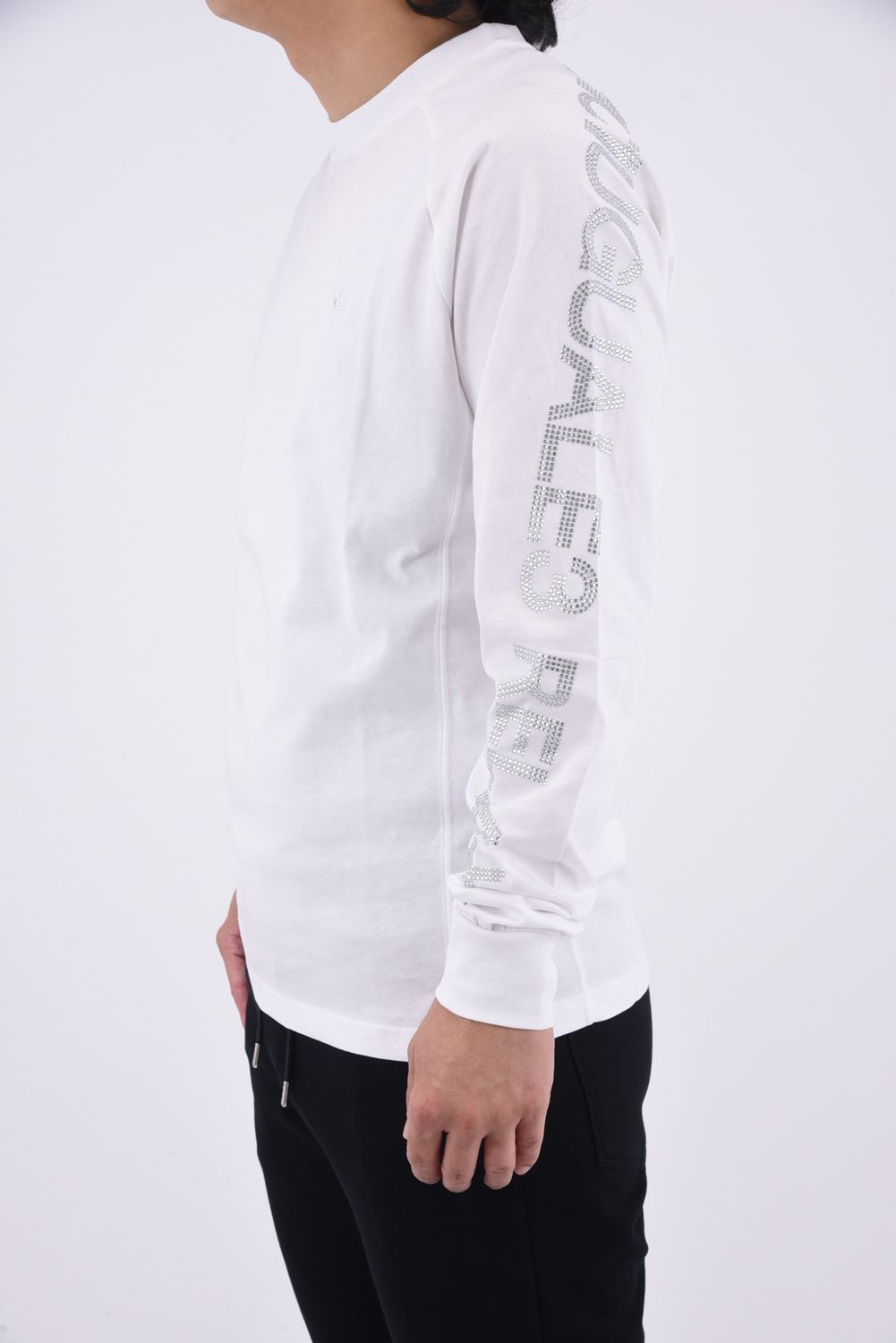 SLEEVE RHINESTONE LONG T-SHIRT / スリーブ ラインストーン ロングTシャツ ホワイト