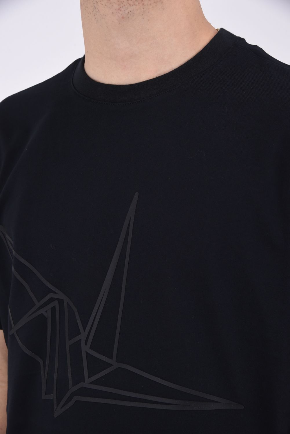 BIG CRANE T-SHIRT / 折り鶴プリント クルーネック Tシャツ ブラック