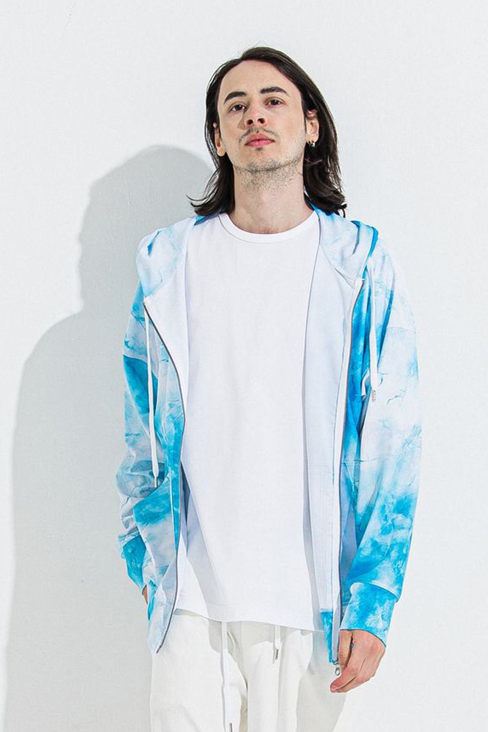 RUSH  OVER  ZIPUP HOODIE / ラッシュオーバー ジップアップパーカー マーブルブルー