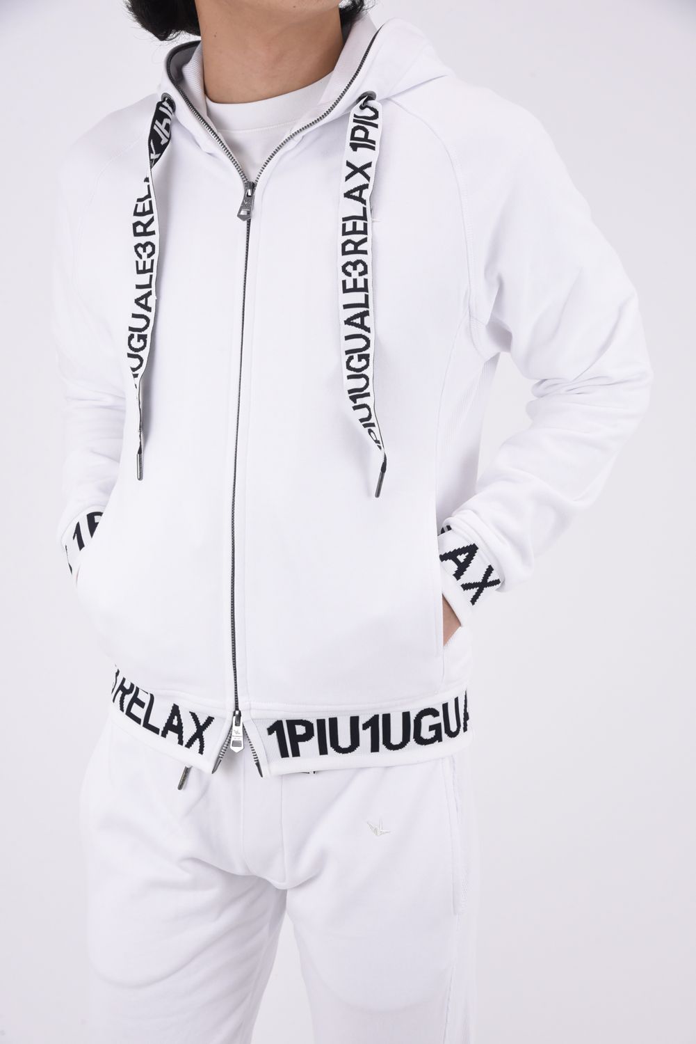 HEM LOGO HOODIE / ワイドスピンドル ロゴ スウェットパーカー (ホワイト)