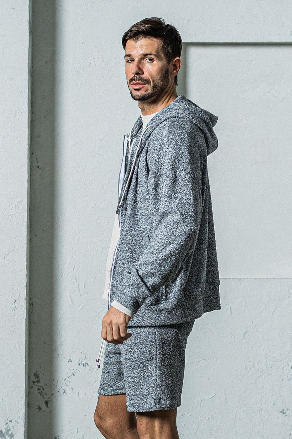 MOLE YARN PILE ZIP LOOSE HOODIE / モールパイル オーバーサイズ ジップアップパーカー グレー