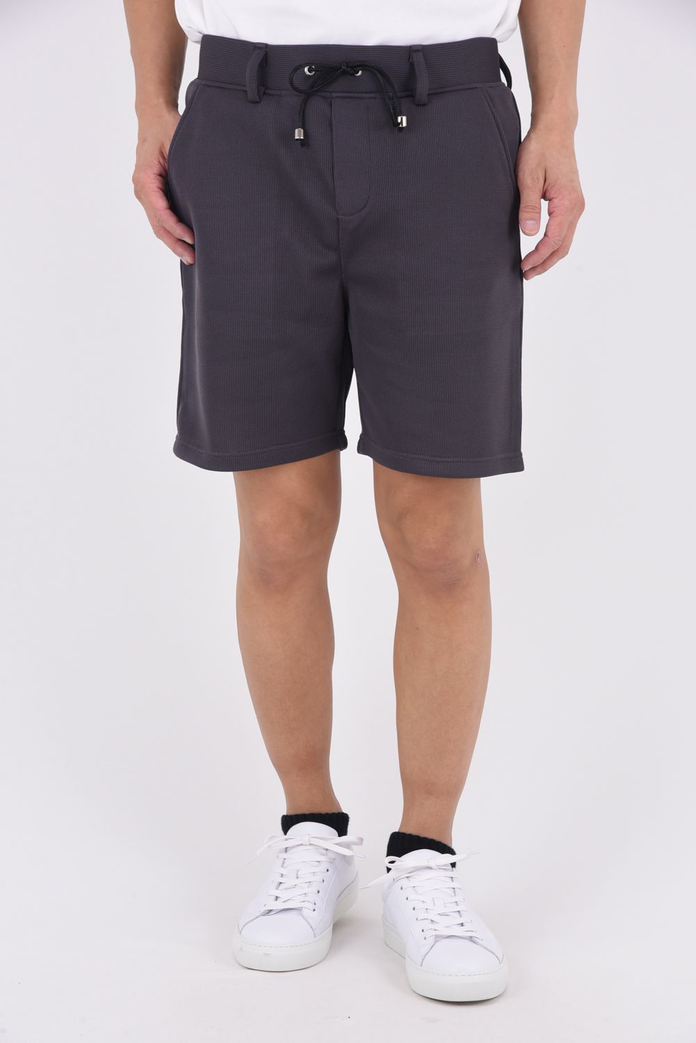 AZE SHORTS / 畦編みニット ショートパンツ (チャコール)