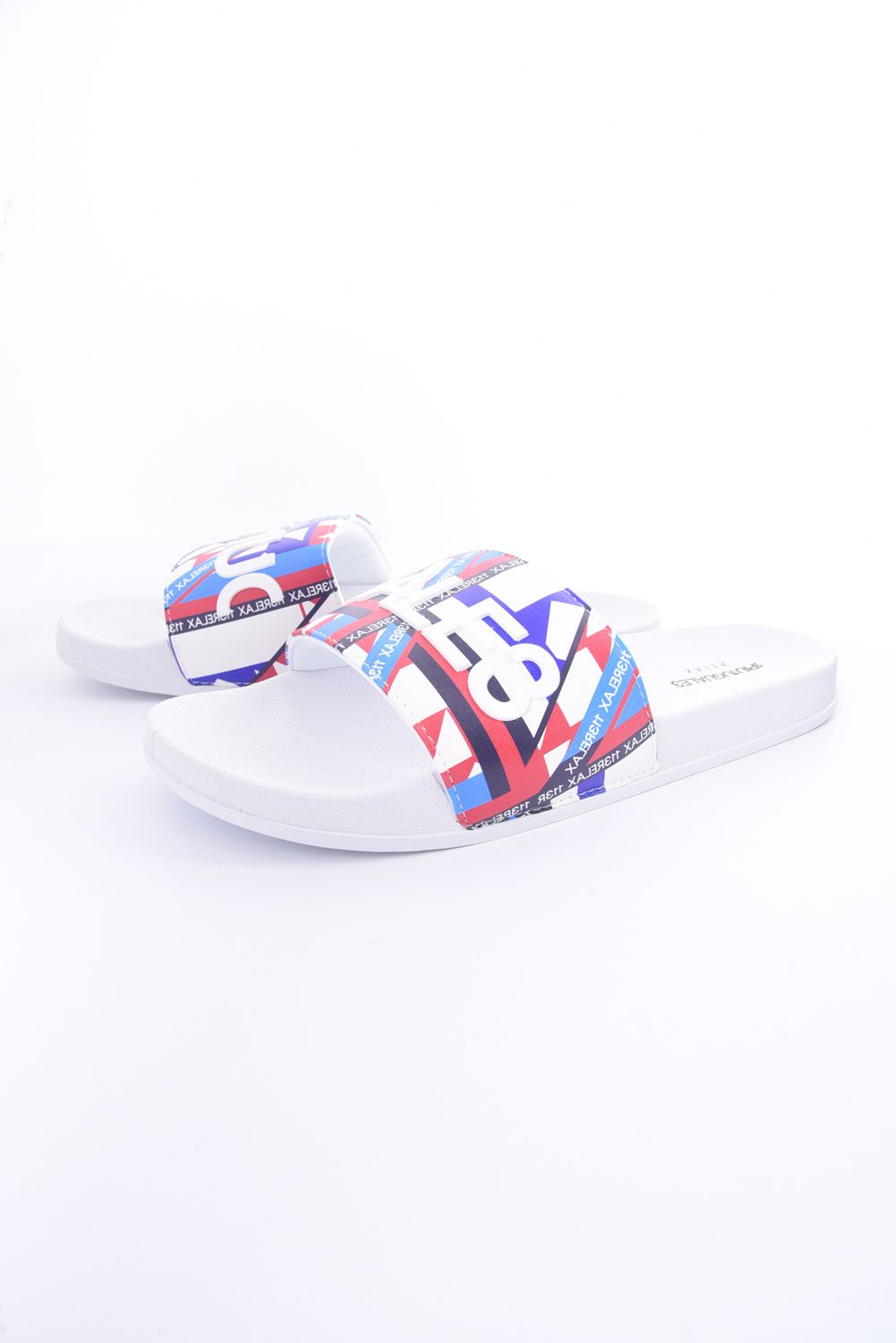 GEOMETRIC PRINT SANDALS / ジオメトリック柄 シャワーサンダル レッド / ホワイト
