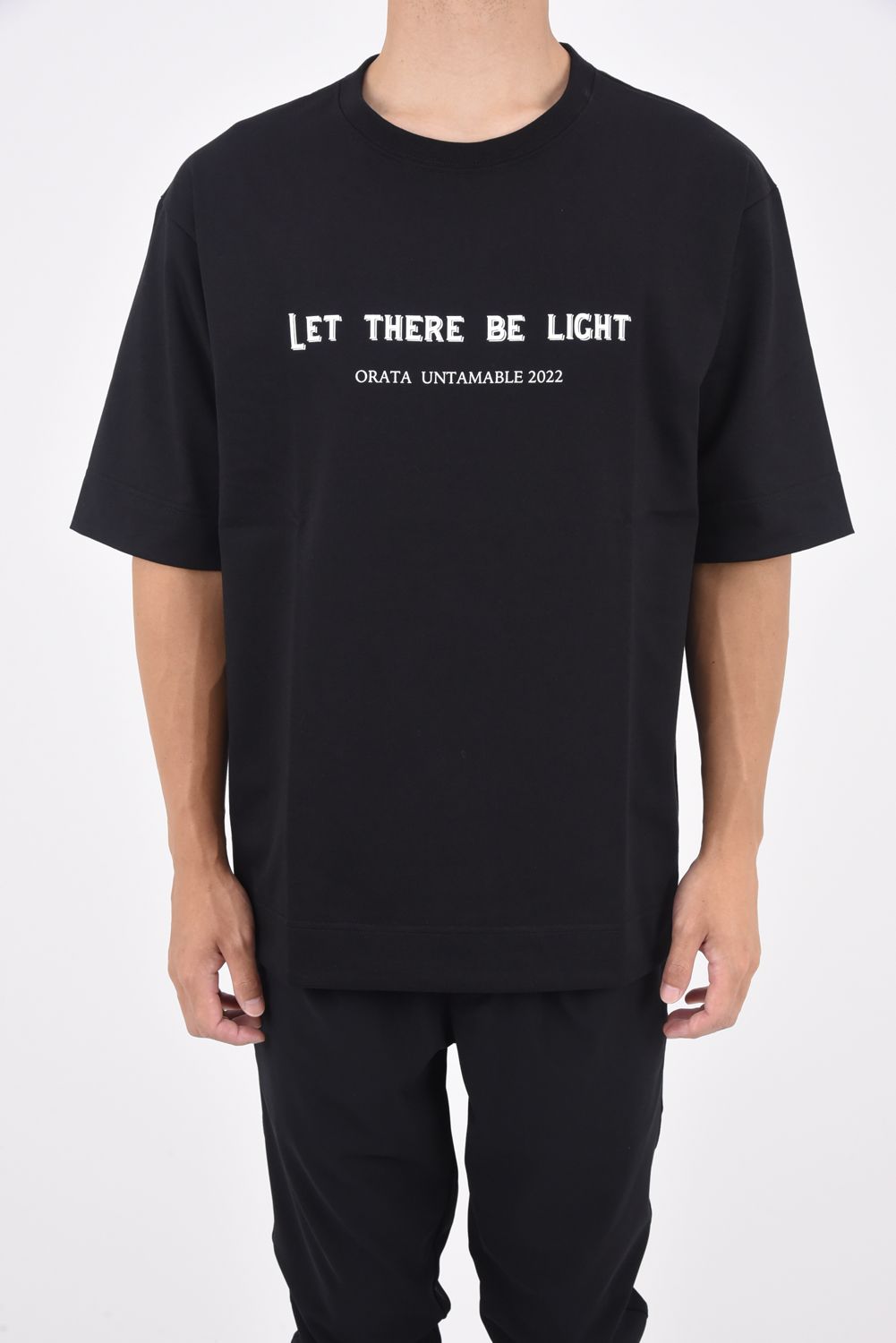 LIGHT crew T / メッセージプリント 半袖Tシャツ ブラック