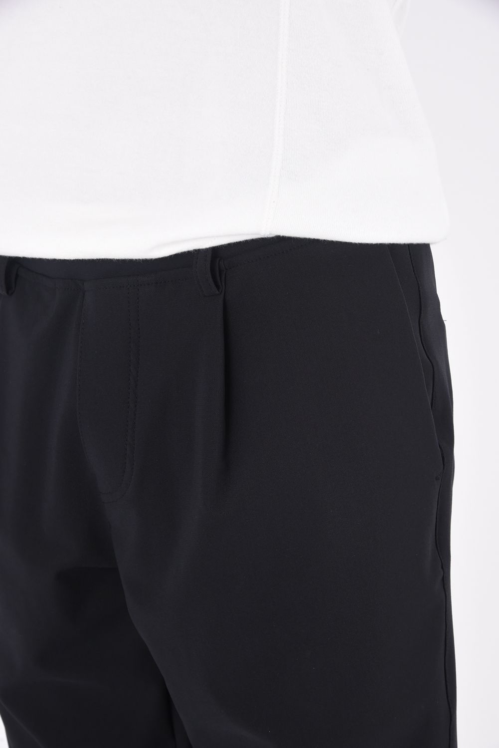 OX JERSEY SL TUCK PANTS / スラックス型イージーパンツ ブラック