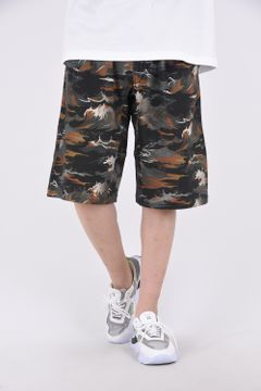 WM x GRAMICCI WAVE CAMO WIDE SHORTS PANTS / グラミチコラボ オリジナルカモ プリント ワイトショーツ ブラック