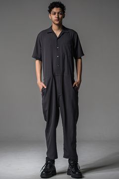 RAGE TWILL HALF ALL IN ONE / 半袖オープンカラーシャツ オールインワン (チャコール) (3月中旬入荷予定) ※オーダー締切12/13(土)17:00