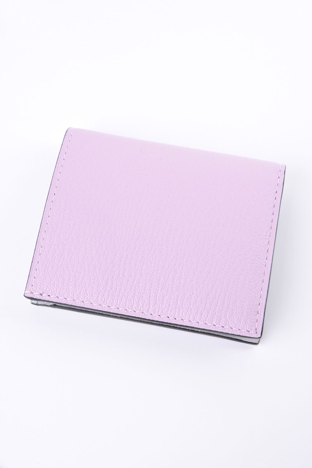 【残り1点】 MINI WALLET / LA401GT ゴートレザー スナップタイプ 二つ折りミニウォレット ライラック/ オンアイス