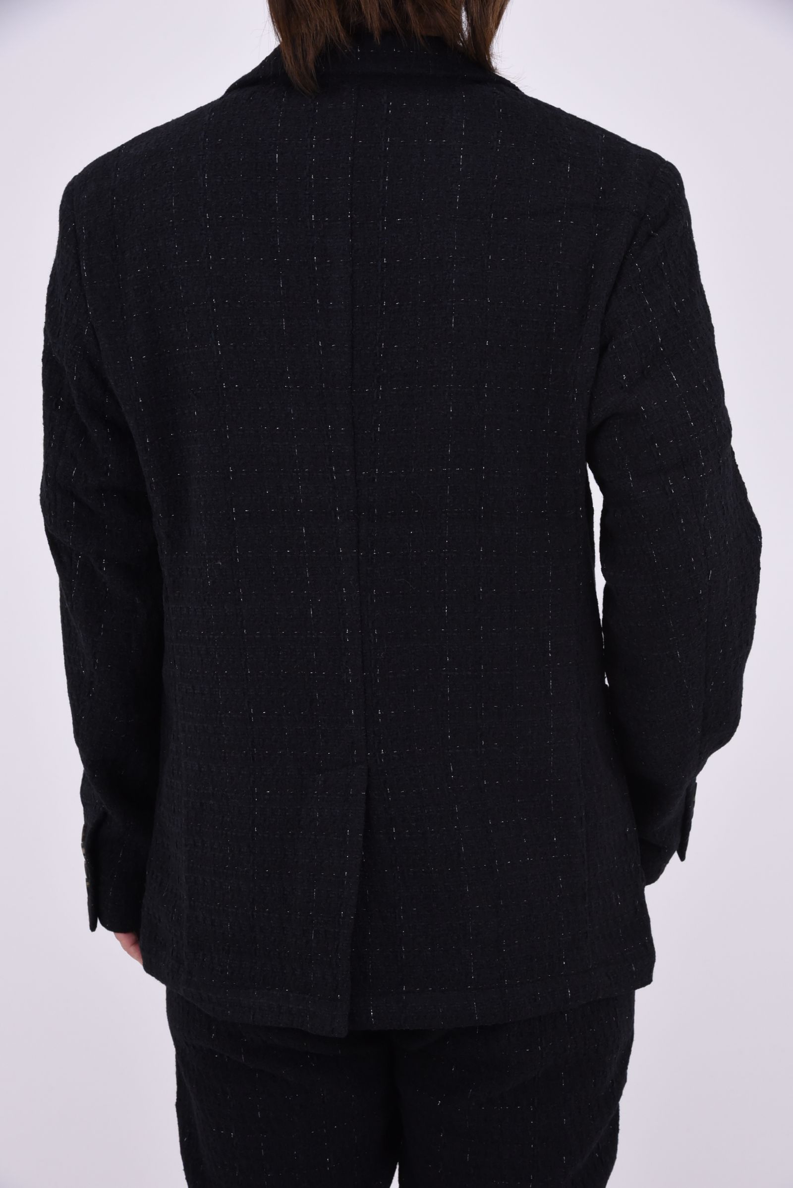 【26AW】【セットアップ】 LAME SQUARE JACQUARD JACKET & SLACKS / ファンシーツイード テーラードシングルジャケット&イージースラックス (ブラック)