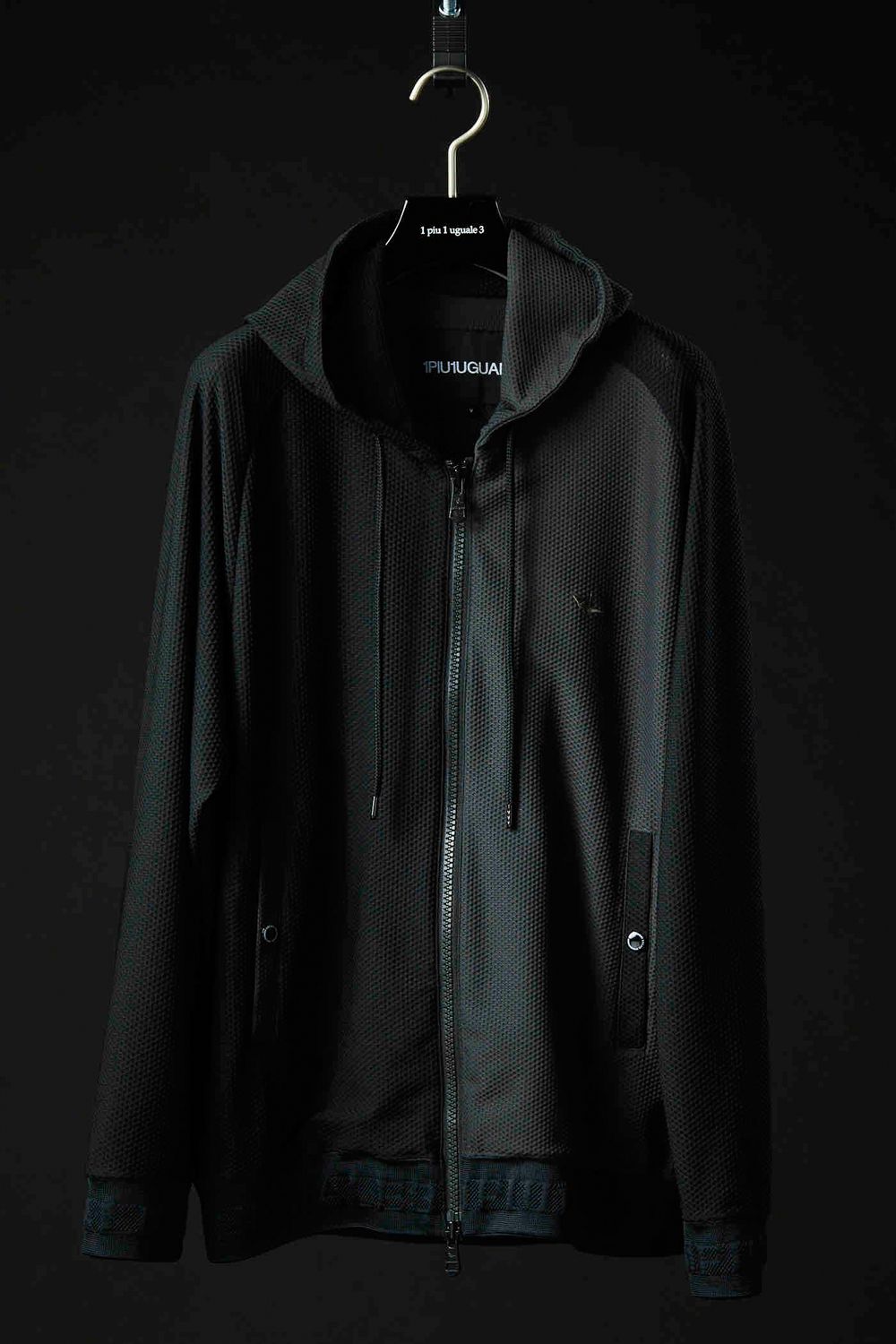 113SPORT TECHNICAL MESH CRAZY ZIP UP PARKA / テクニカル メッシュ クレイジーパターン ジップアップ パーカー ブラック×チャコール