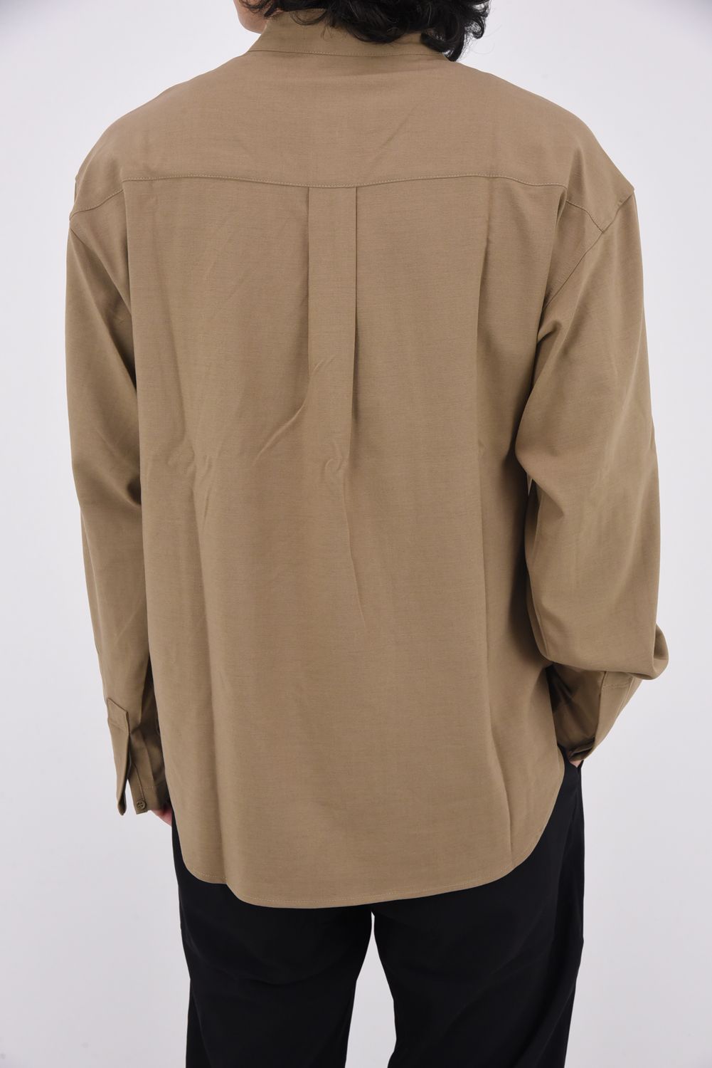 COLLARLESS SHIRT / カラーレス シャツ ブラウン