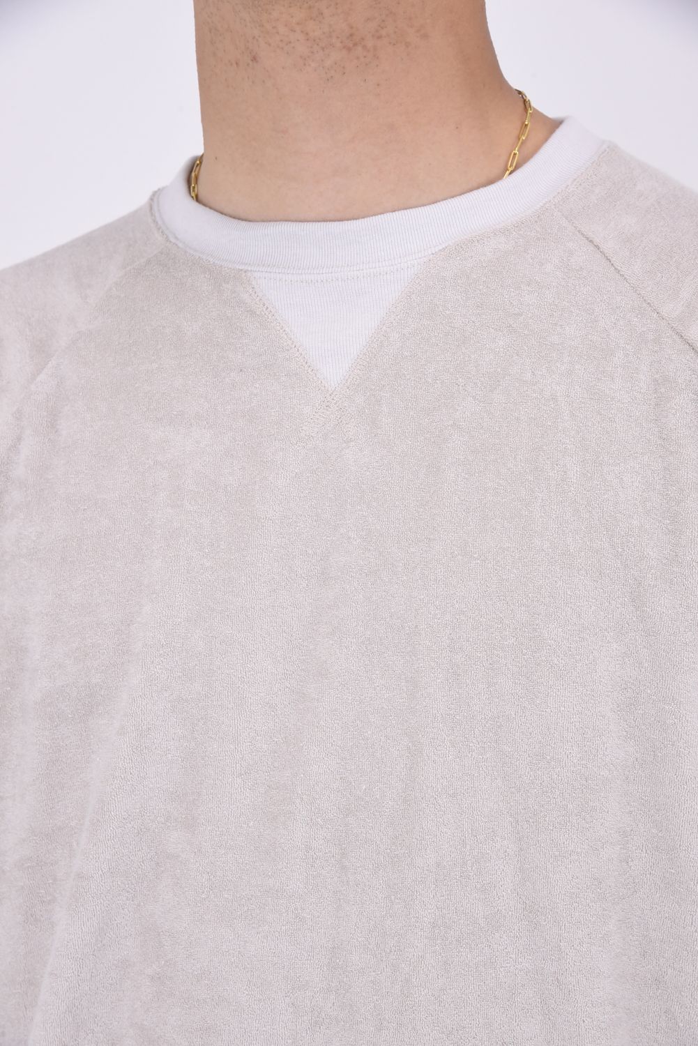 PILE HALF SLEAVE / パイル素材 オーバーサイズTシャツ グレージュ
