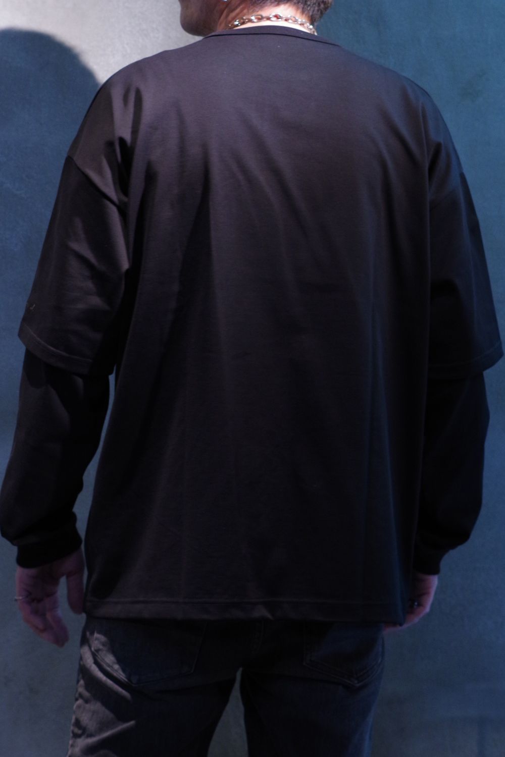【gossip別注】 FAKE LAYERED LONGSLEAVE / ロングスリーブフェイクレイヤードTシャツ ブラック