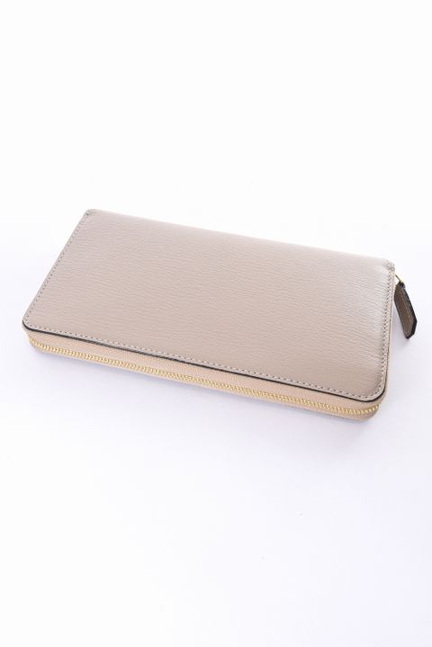 【残り1点】 ROUND ZIP LONG WALLET / LA409 ラウンドジップ ロングウォレット ベージュ / ピンク