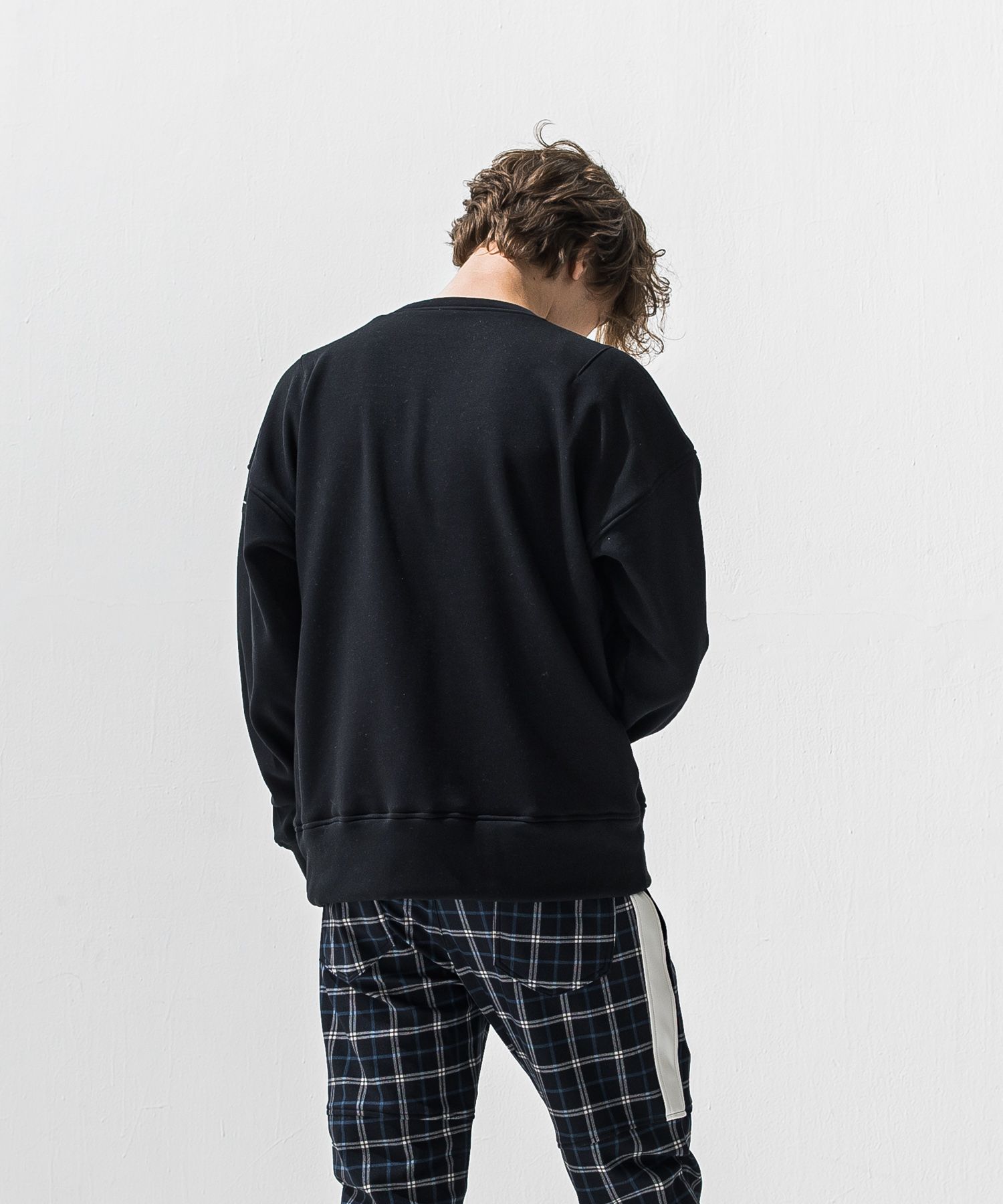 BOX VELOURS FLEECE DROP TRAINER / ボックスロゴ 裏起毛 ルーズトレーナー (ブラック) (11月上旬入荷予定) ※オーダー締切:9月7日(月)17時