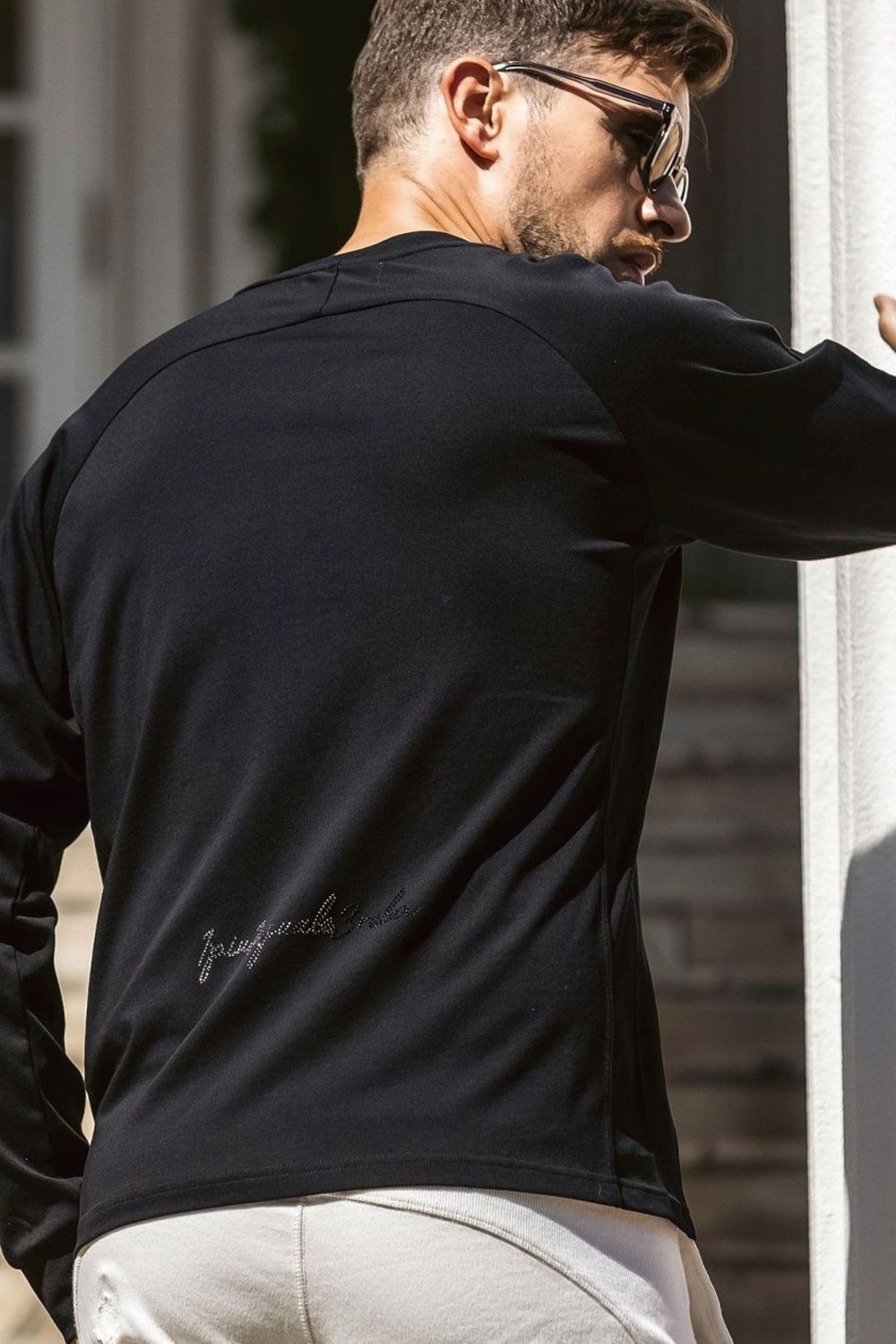 【26SS】 GRADIENT RHINESTONE LONG T-SHIRT / グラデーション ラインストーンロゴ ロングスリーブTシャツ (ブラック)