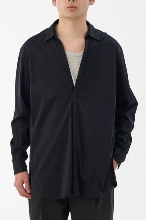 COTTON SMOOTH / コットンスムース スキッパーシャツ (ネイビー)