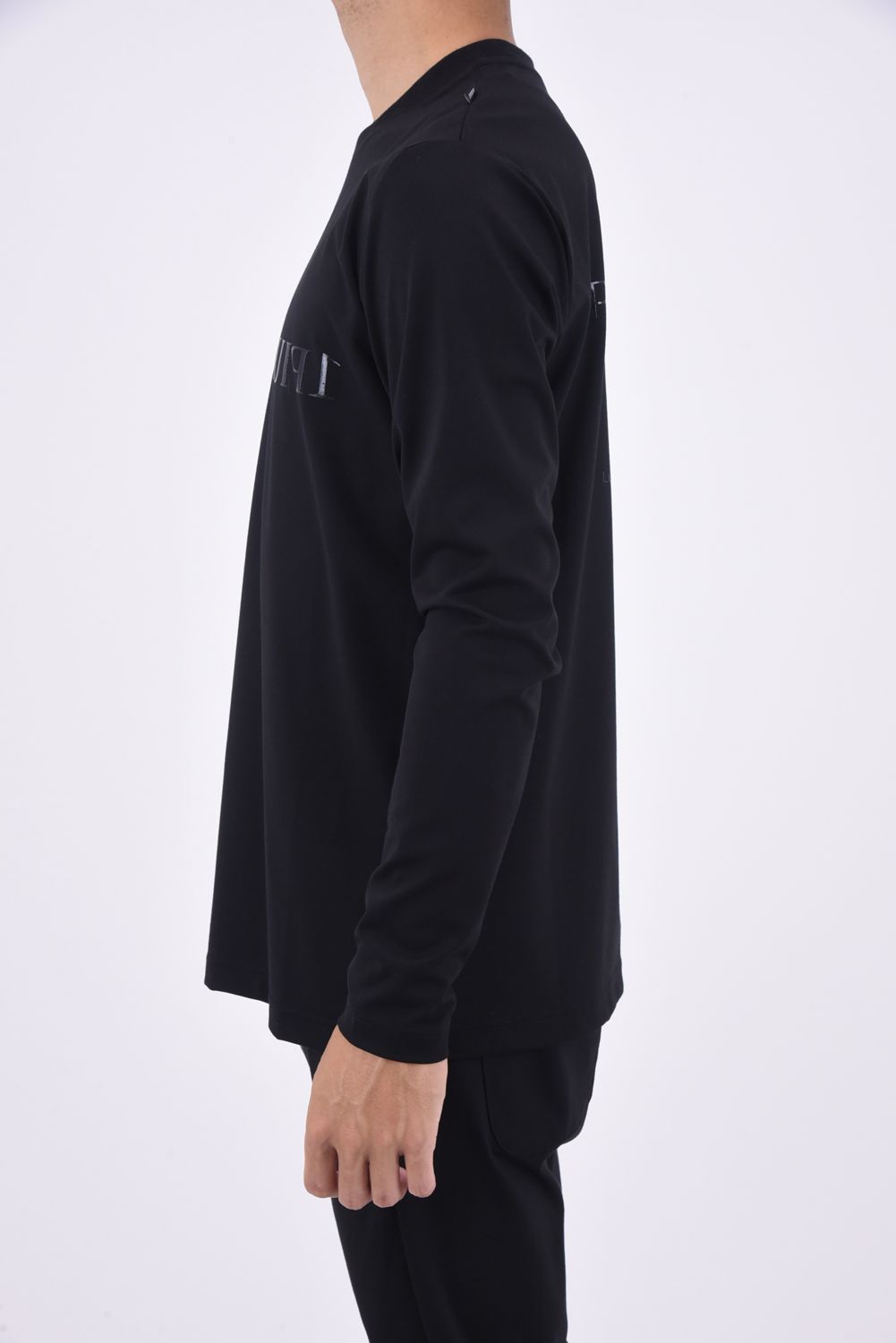 113SPORT COMFORTABLE TAG CREW L/S / 113ロゴ ストレッチ クルーネック ロングスリーブ ブラック