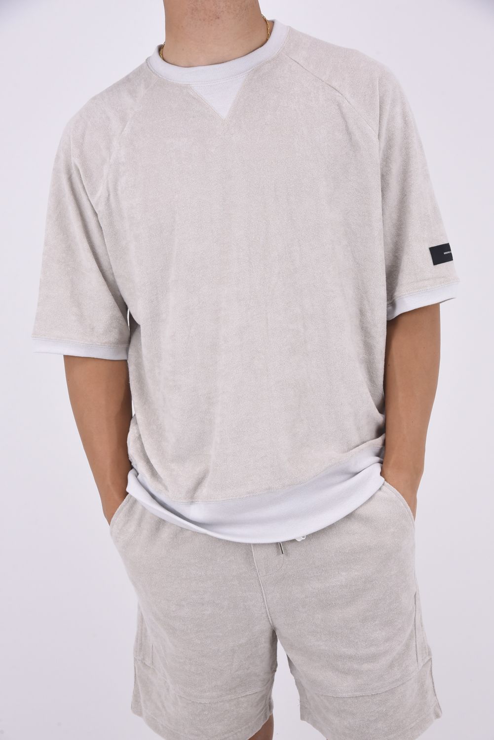 PILE HALF SLEAVE / パイル素材 オーバーサイズTシャツ グレージュ
