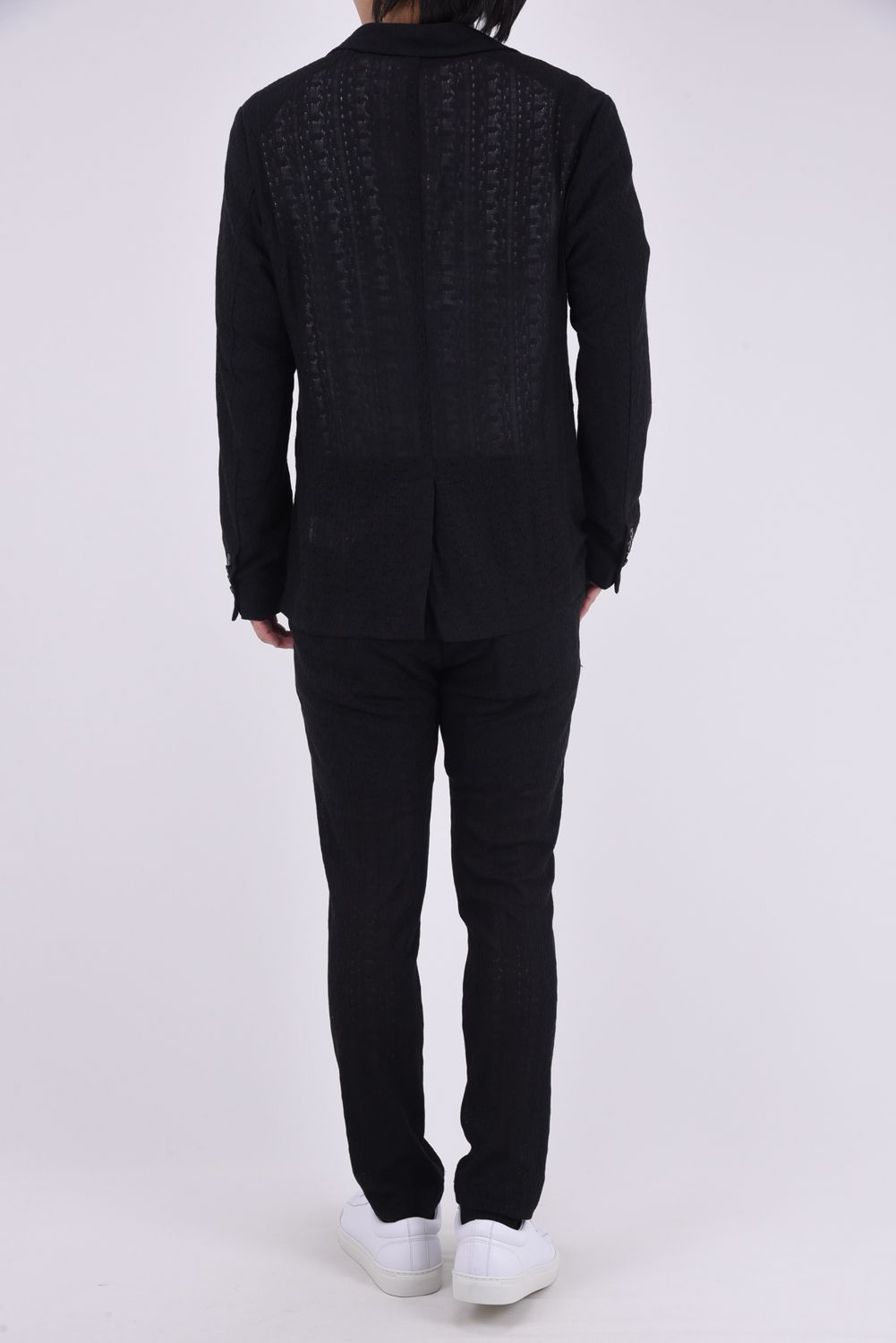 【26SS】【セットアップ】 LINEN TOUCH JACQUARD JACKET & SLACKS / リネンタッチ テーラードシングルジャケット&イージースラックス (ブラック)