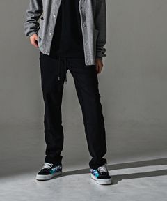 Johnson LINE WIDE PT / 360°ストレッチ ワイドシルエット ジョンソンラインパンツ (ブラック/ブラック)（7月下旬入荷予定）