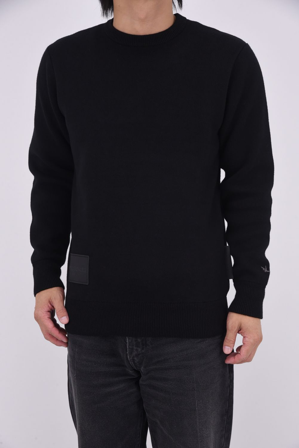 BIG PATCH BIG PIS NAME CREW NECK KNIT / ビッグパッチ ピスネーム クルーネックニット (ブラック)