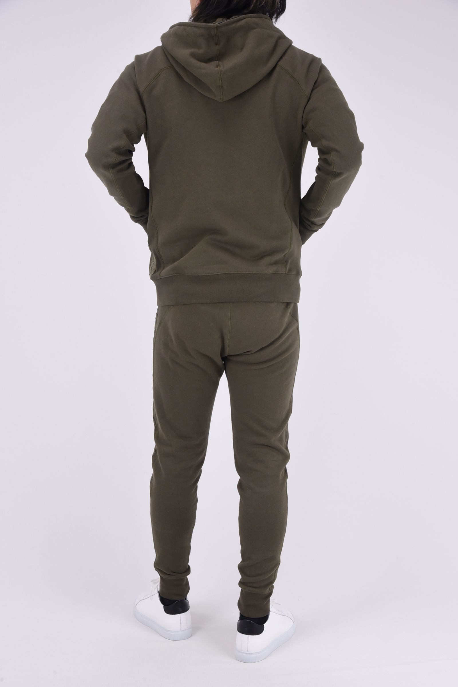 TAPE LOGO HOODIE / テープロゴ ジップアップフーディー (カーキ)