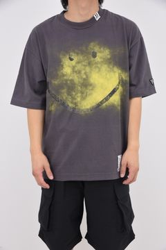 Smily Face Printed Ringer T-shirt / スマイリーフェイスプリント リンガーTシャツ (ブラック)