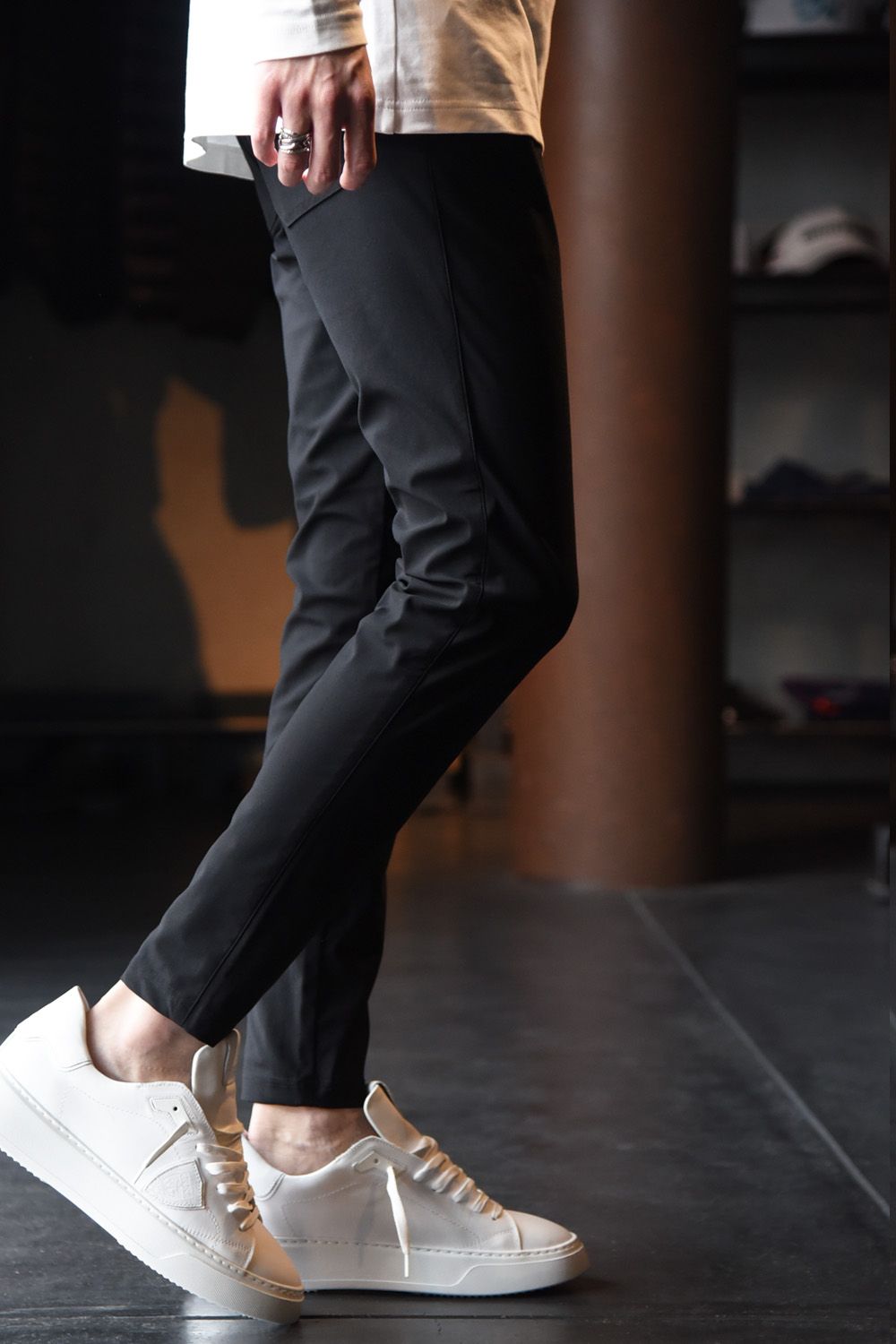 CHRIS EASY PANTS / 【定番】 高機能ナイロン マイクロファイバー スラックス イージーパンツ ナイロンブラック