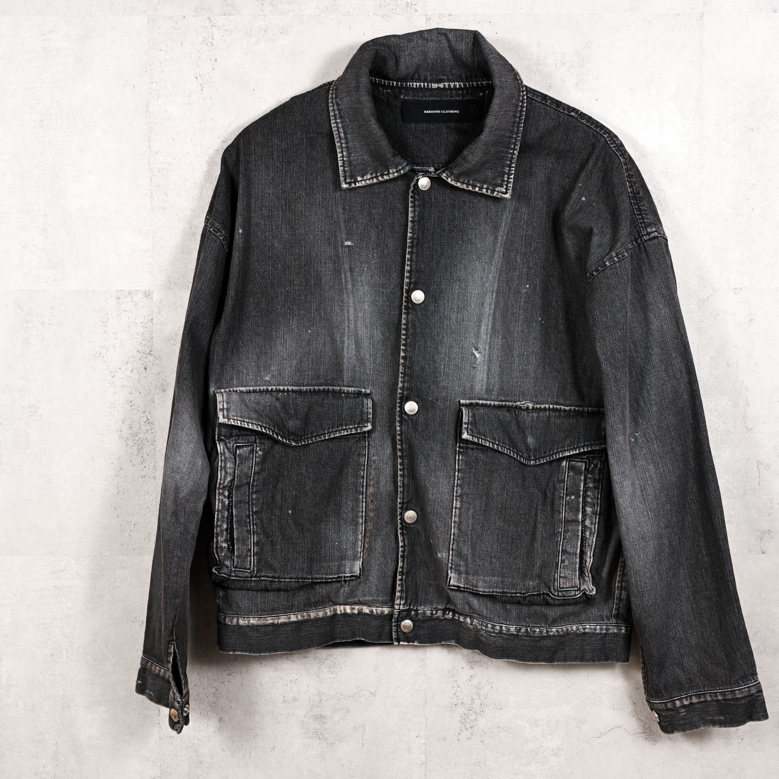 LDENIM AG flight jk / ダンガリー素材 デニムシャツジャケット (ブラックユーズド) (8月中旬入荷予定) ※オーダー締切:5月23日(土)17時