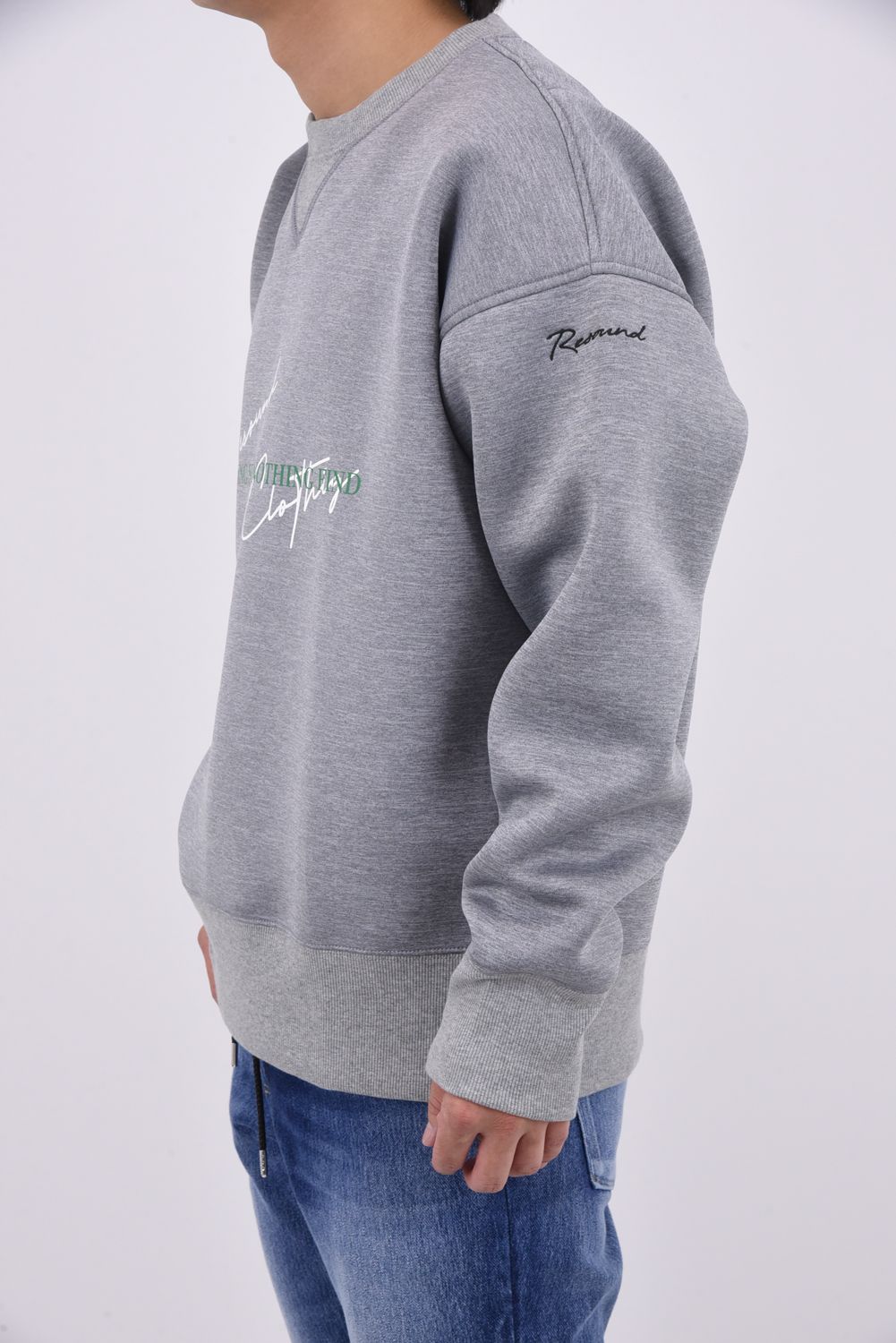 HD NOTHING drop trainer / ダンボール素材 メッセージロゴプリント ルーズフィット トレーナー グレー